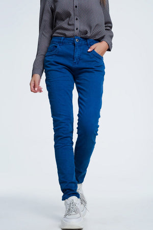 Q2 Women's Pants & Trousers Drop Crotch Skinny Jean in Blue