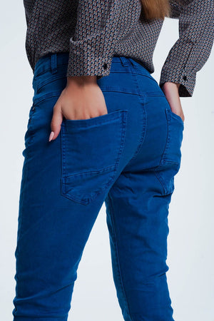Q2 Women's Pants & Trousers Drop Crotch Skinny Jean in Blue