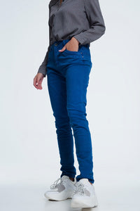 Q2 Women's Pants & Trousers Drop Crotch Skinny Jean in Blue