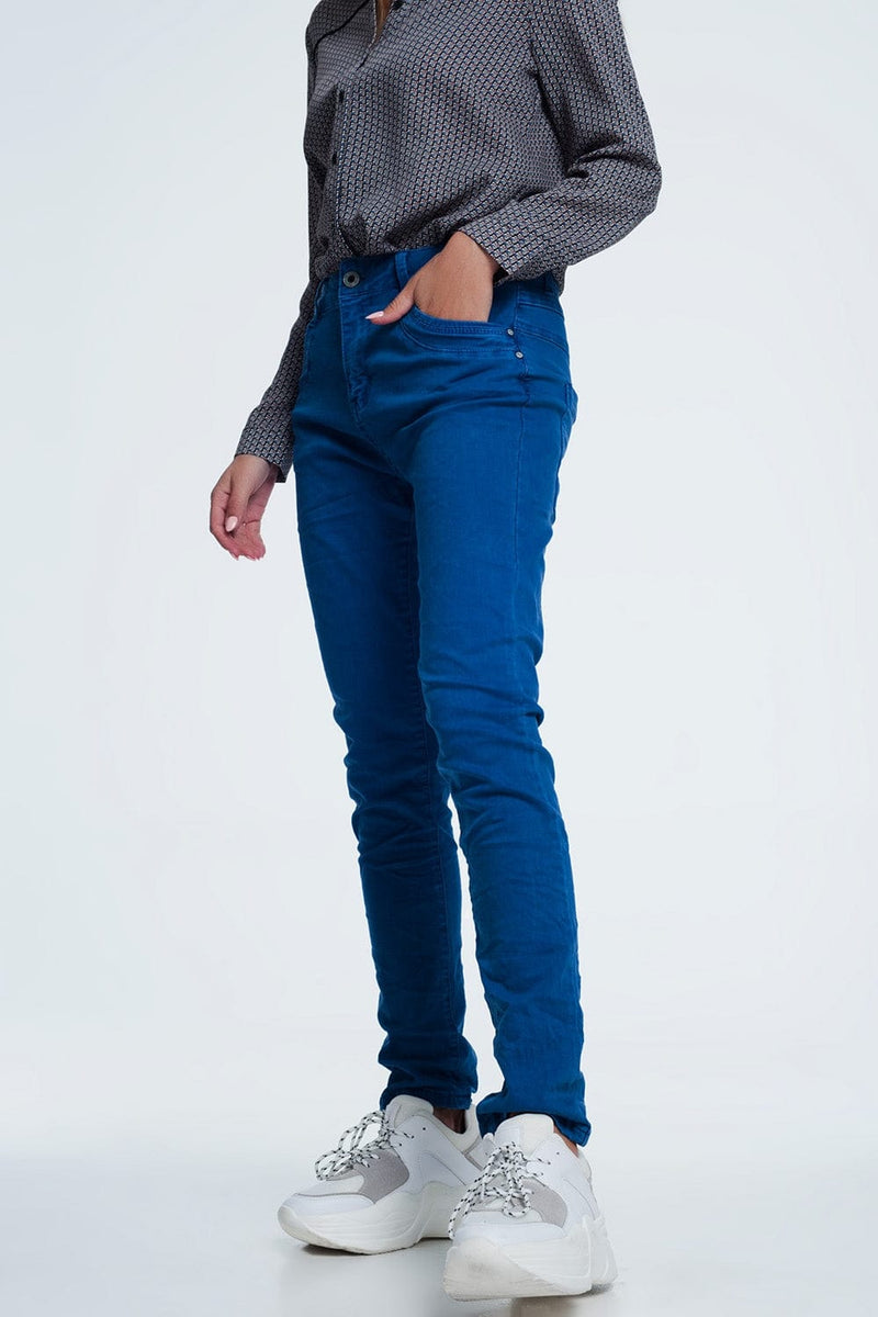 Q2 Women's Pants & Trousers Drop Crotch Skinny Jean in Blue