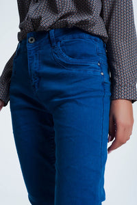 Q2 Women's Pants & Trousers Drop Crotch Skinny Jean in Blue