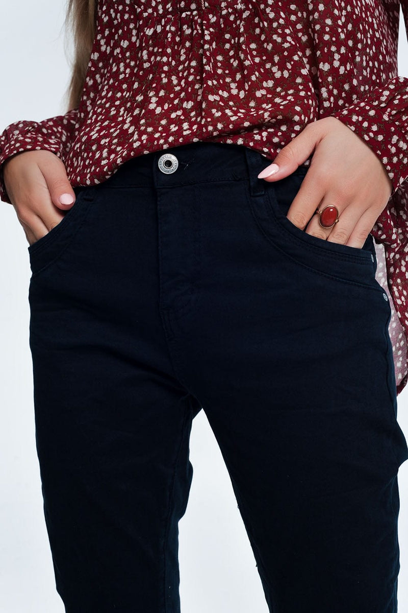 Q2 Women's Pants & Trousers Drop Crotch Skinny Jean in Navy