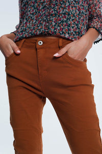 Q2 Women's Pants & Trousers Drop Crotch Skinny Jean in Orange