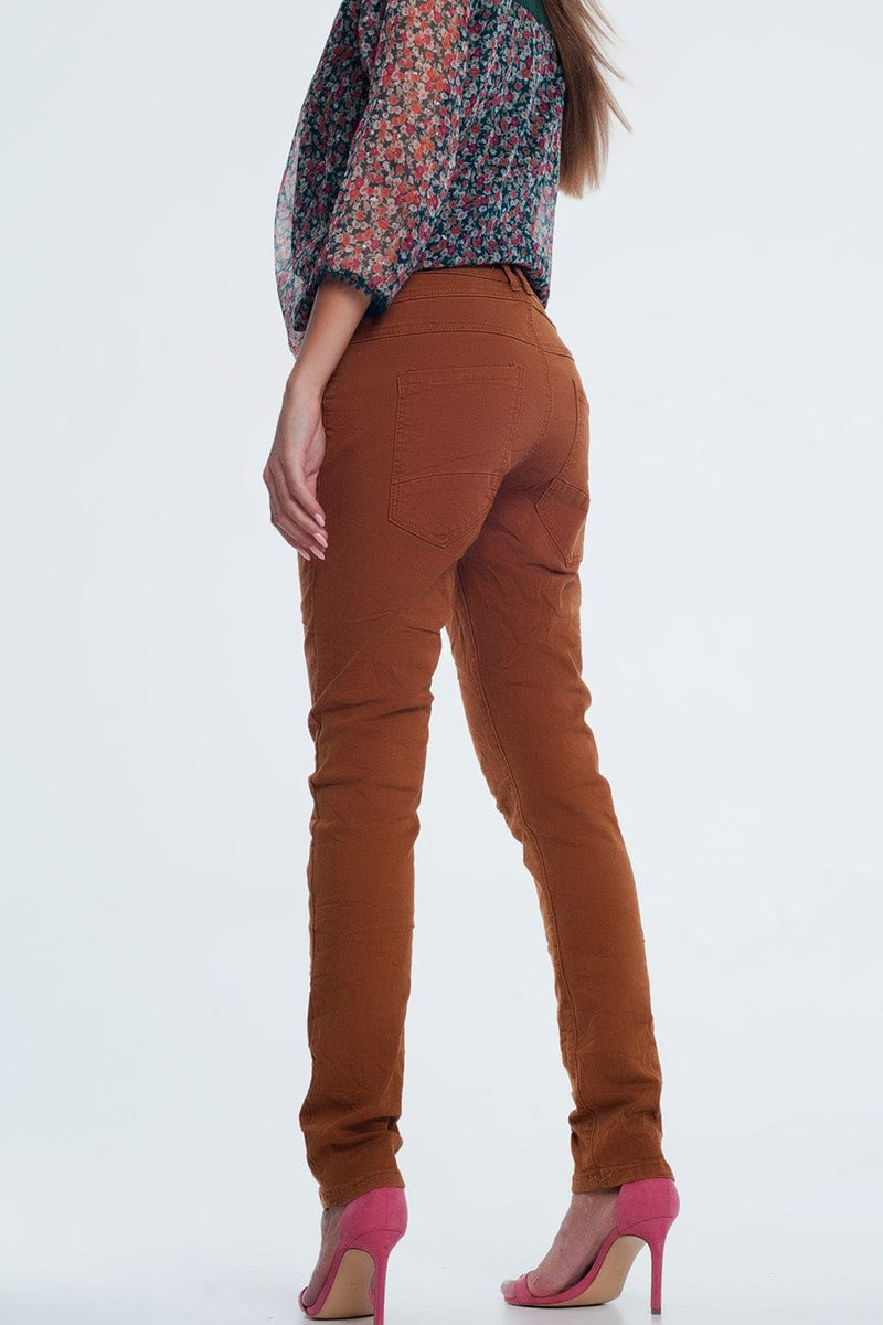 Q2 Women's Pants & Trousers Drop Crotch Skinny Jean in Orange