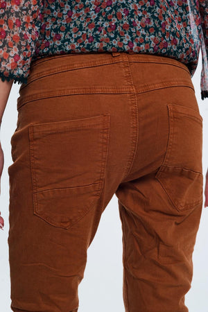 Q2 Women's Pants & Trousers Drop Crotch Skinny Jean in Orange