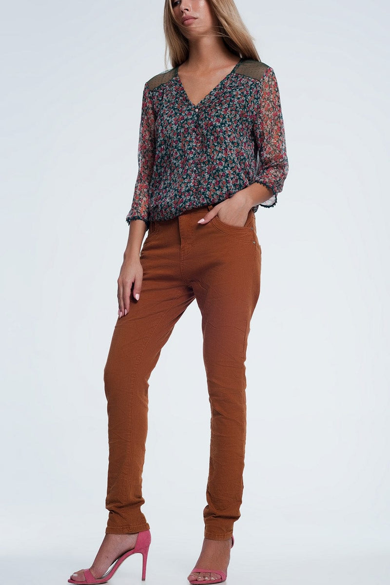 Q2 Women's Pants & Trousers Drop Crotch Skinny Jean in Orange