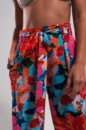 Q2 Women's Pants & Trousers Elastic Back Pants in Bright Floral