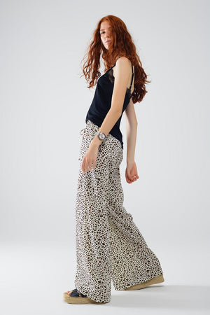 Q2 Women's Pants & Trousers Elasticated Waist Straight Leg Pants In Leopard Print