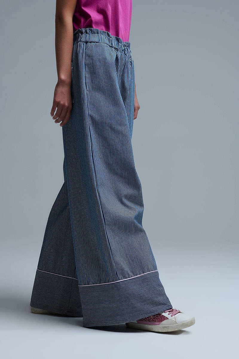 Q2 Women's Pants & Trousers Extra Wide Leg Striped Palazzo Pants
