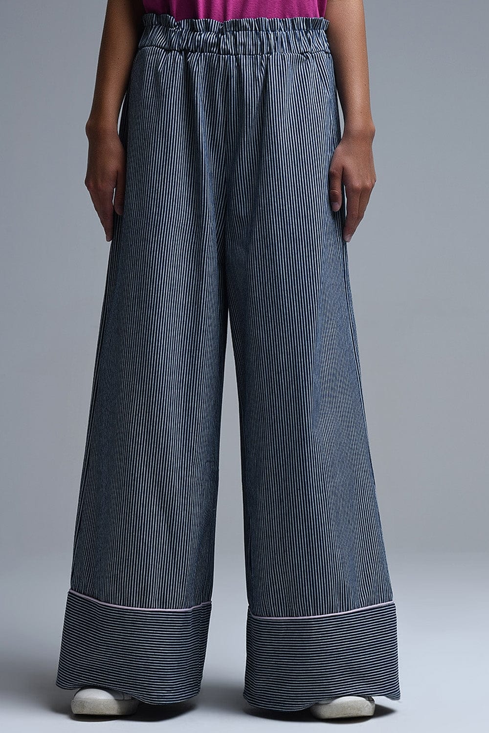 Q2 Women's Pants & Trousers Extra Wide Leg Striped Palazzo Pants