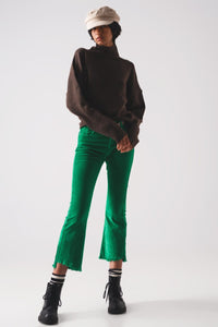 Q2 Women's Pants & Trousers Flare Corduroy Pants in Bold Green