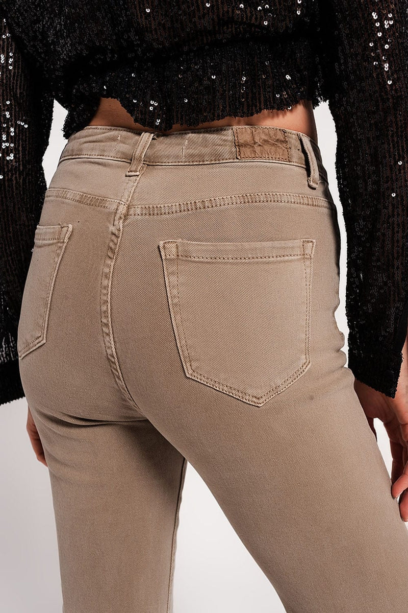 Q2 Women's Pants & Trousers Flared Jeans in Beige