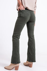 Q2 Women's Pants & Trousers Flared Jeans in Olive