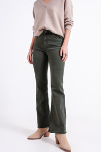 Q2 Women's Pants & Trousers Flared Jeans in Olive