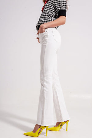 Q2 Women's Pants & Trousers Flared Jeans in White