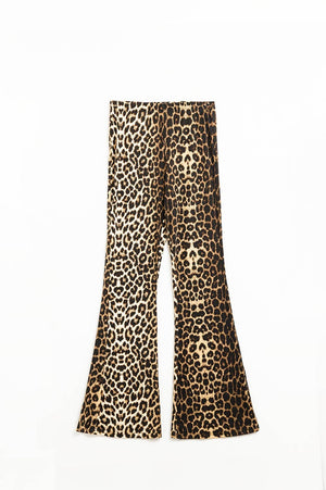 Q2 Women's Pants & Trousers Flared Spandex Leggings In A Leopard Print