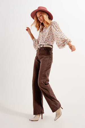 Q2 Women's Pants & Trousers High Rise Slouchy Mom Jeans in Chocolate