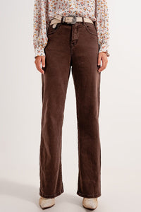 Q2 Women's Pants & Trousers High Rise Slouchy Mom Jeans in Chocolate