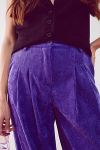 Q2 Women's Pants & Trousers High Rise Straight Leg Pants in Purple Cord