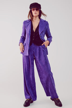 Q2 Women's Pants & Trousers High Rise Straight Leg Pants in Purple Cord