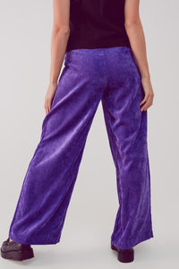 Q2 Women's Pants & Trousers High Rise Straight Leg Pants in Purple Cord