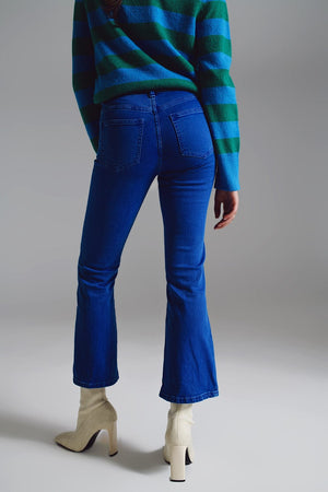 Q2 Women's Pants & Trousers High Waist Flair Jeans In Blue