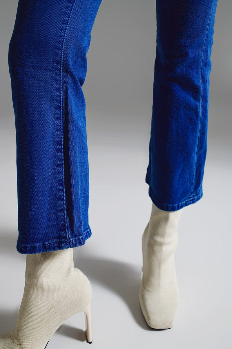 Q2 Women's Pants & Trousers High Waist Flair Jeans In Blue