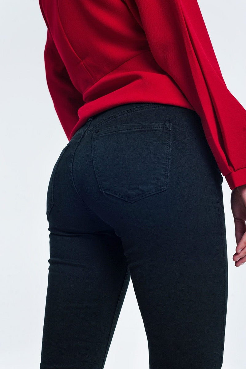 Q2 Women's Pants & Trousers High Waist Skinny Jeans in Black
