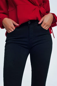 Q2 Women's Pants & Trousers High Waist Skinny Jeans in Black