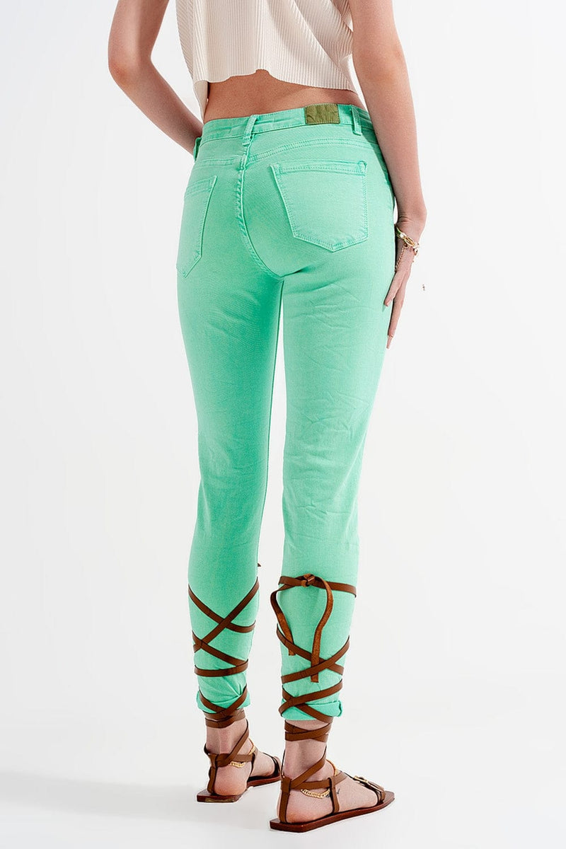 Q2 Women's Pants & Trousers High Waisted Skinny Jeans in Pistachio
