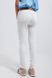 Q2 Women's Pants & Trousers High Waisted Skinny Jeans in White