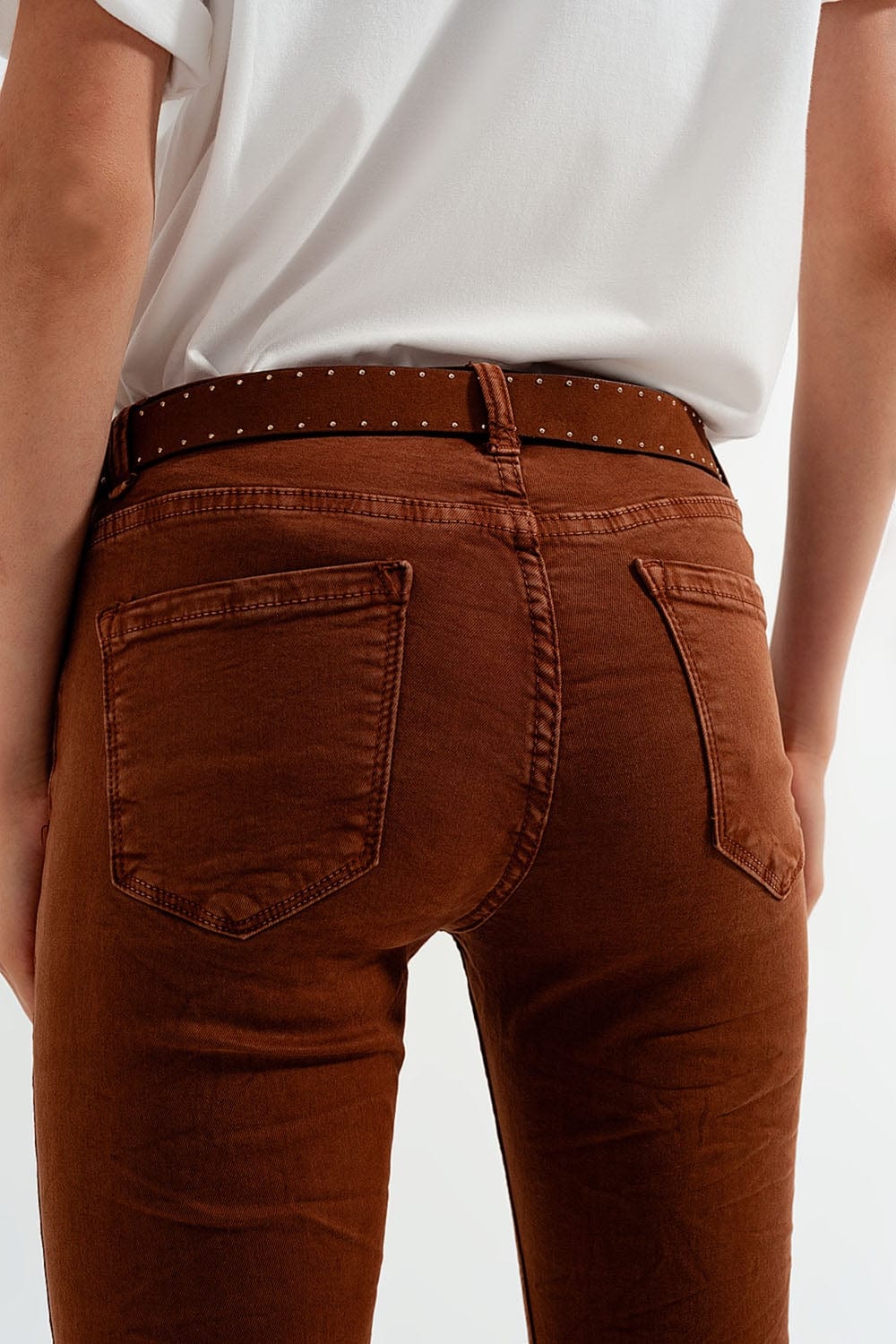 Q2 Women's Pants & Trousers High waisted super skinny pants in camel
