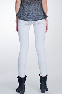 Q2 Women's Pants & Trousers High Waisted Super Skinny Pants in White