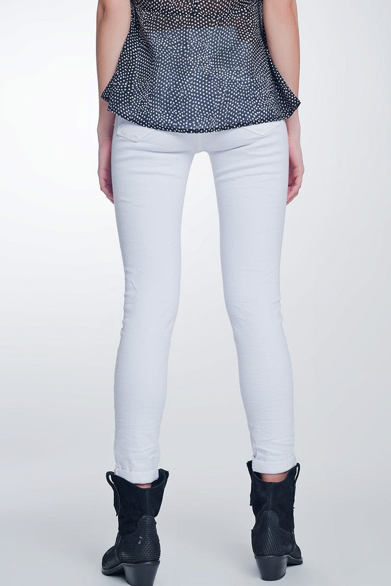 Q2 Women's Pants & Trousers High Waisted Super Skinny Pants in White