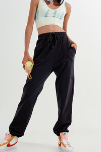 Q2 Women's Pants & Trousers Joggers with Elastic Waist Band in Dark Gray