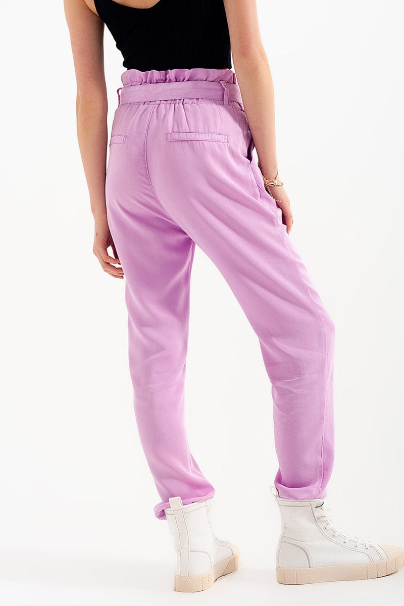 Q2 Women's Pants & Trousers Lightweight Pants with Tie Waist in Purple