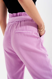 Q2 Women's Pants & Trousers Lightweight Pants with Tie Waist in Purple