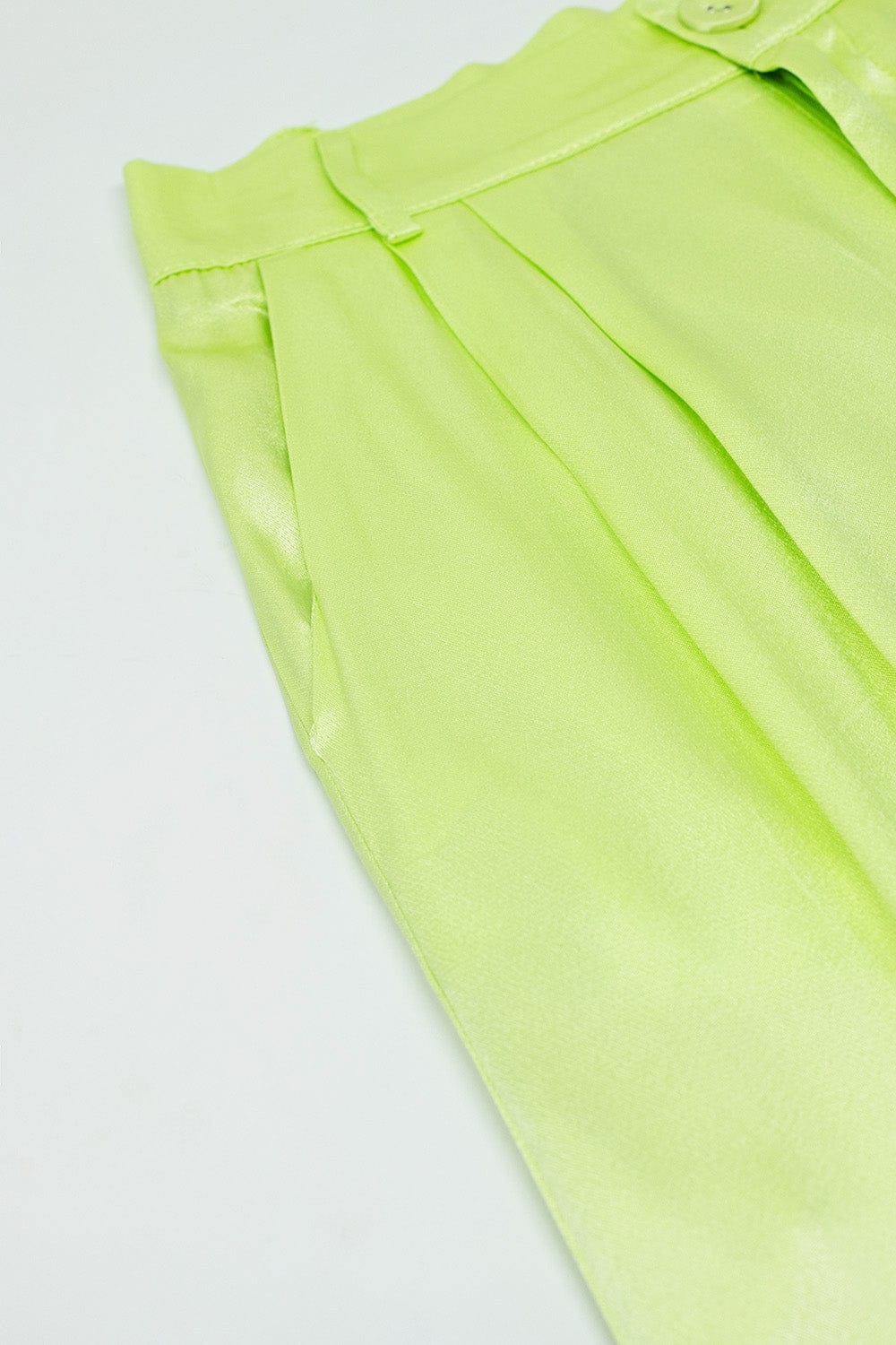 Q2 Women's Pants & Trousers Lime Flared Satin Pants With Pockets