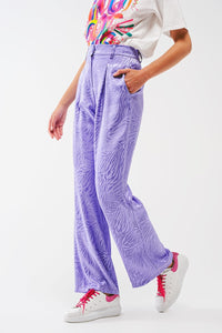 Q2 Women's Pants & Trousers Loose Fit Zebra Print Pants In Purple