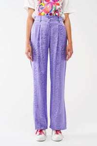 Q2 Women's Pants & Trousers Loose Fit Zebra Print Pants In Purple