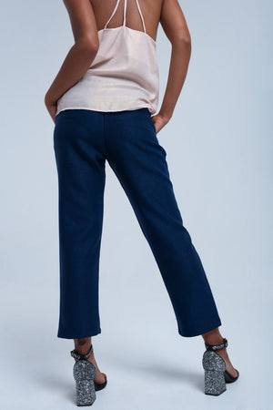 Q2 Women's Pants & Trousers Navy shiny pants