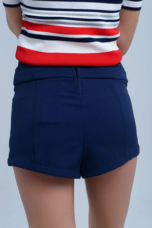 Q2 Women's Pants & Trousers Navy short with tie detail