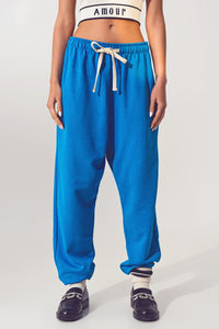 Q2 Women's Pants & Trousers One Size / Blue / China Oversized Jogger with Tie Waist in Blue