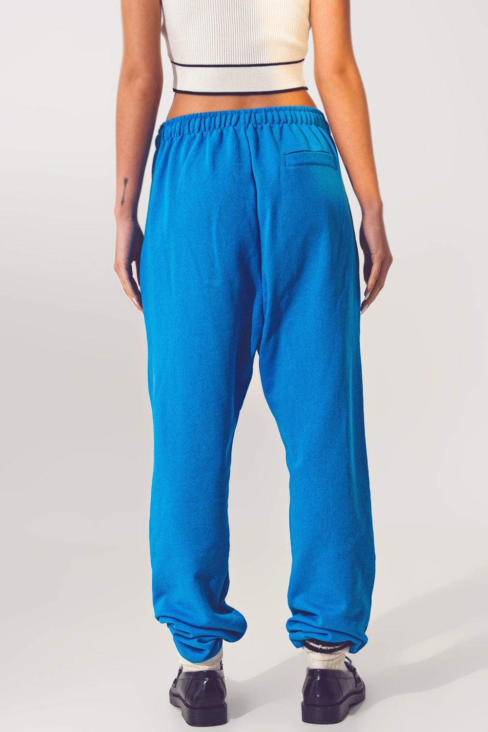 Q2 Women's Pants & Trousers One Size / Blue / China Oversized Jogger with Tie Waist in Blue