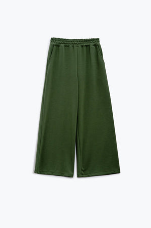 Q2 Women's Pants & Trousers One Size / Green Khaki Wide Leg Pants With Elastic Waistband Inside