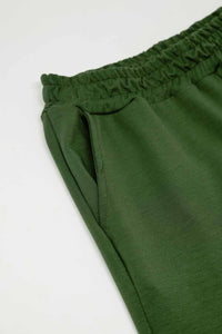 Q2 Women's Pants & Trousers One Size / Green Khaki Wide Leg Pants With Elastic Waistband Inside