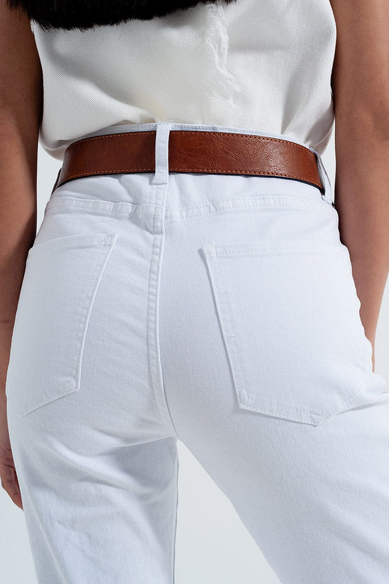 Q2 Women's Pants & Trousers Original Mom Jean in White
