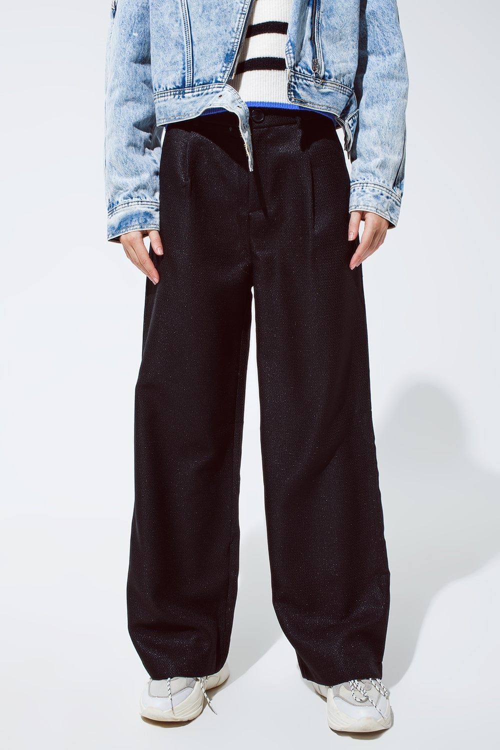 Q2 Women's Pants & Trousers Oversized Pantalon In Black