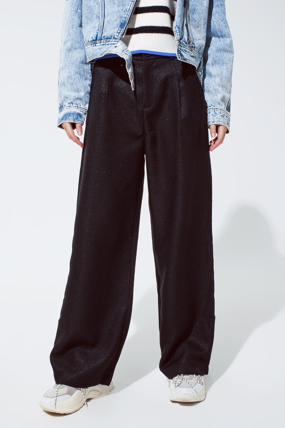 Q2 Women's Pants & Trousers Oversized Pantalon In Black