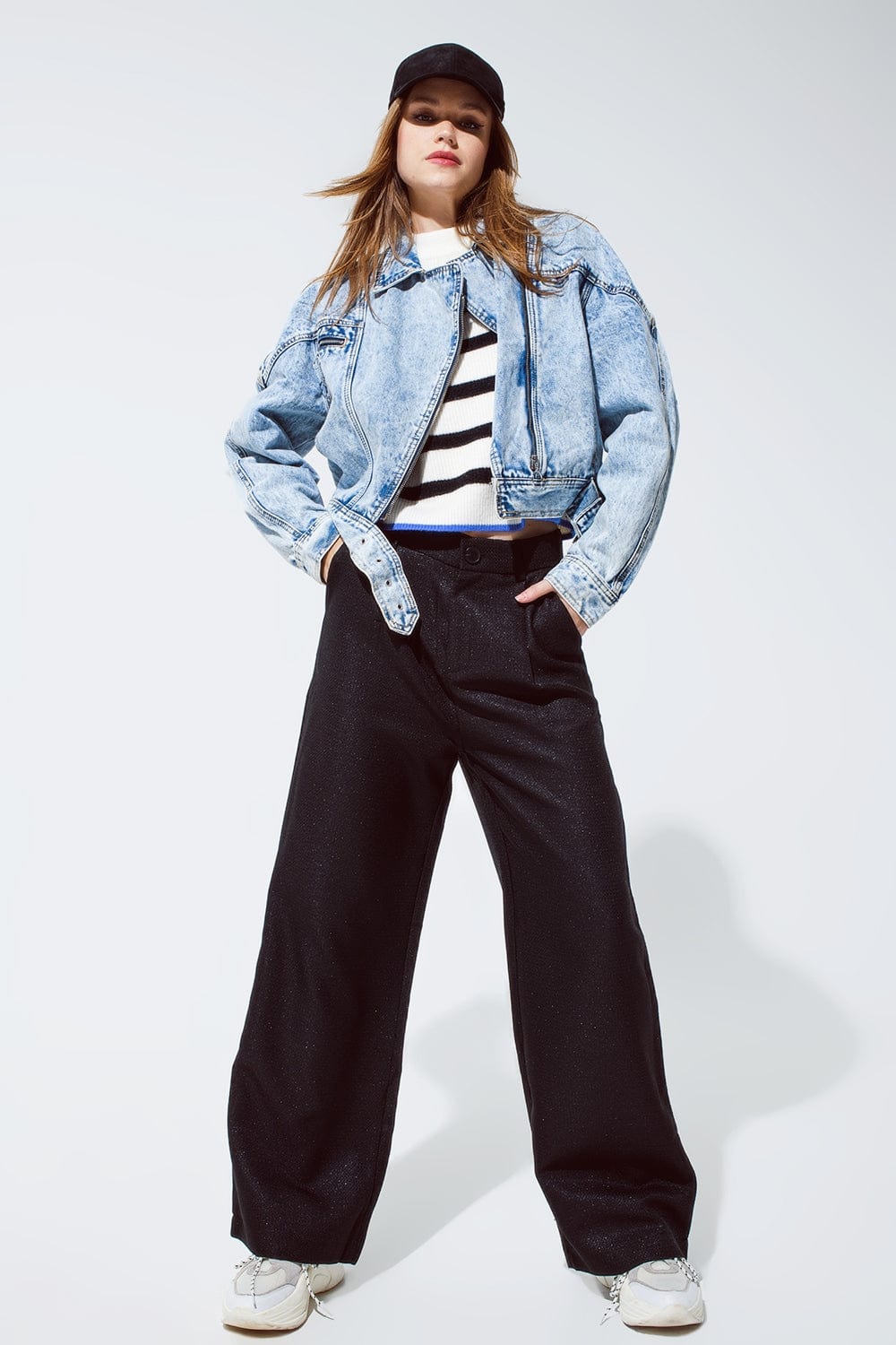 Q2 Women's Pants & Trousers Oversized Pantalon In Black